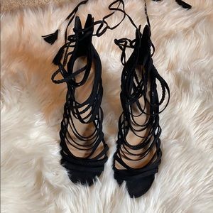 Black lace up heels